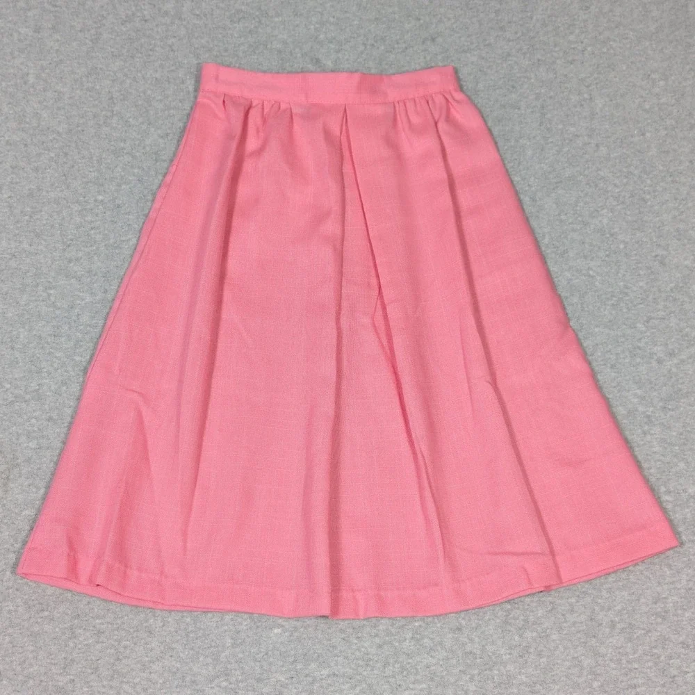 Vintage Girls Pleated Skirt Cardigan Jacket Set Size 10 Bright Pink New